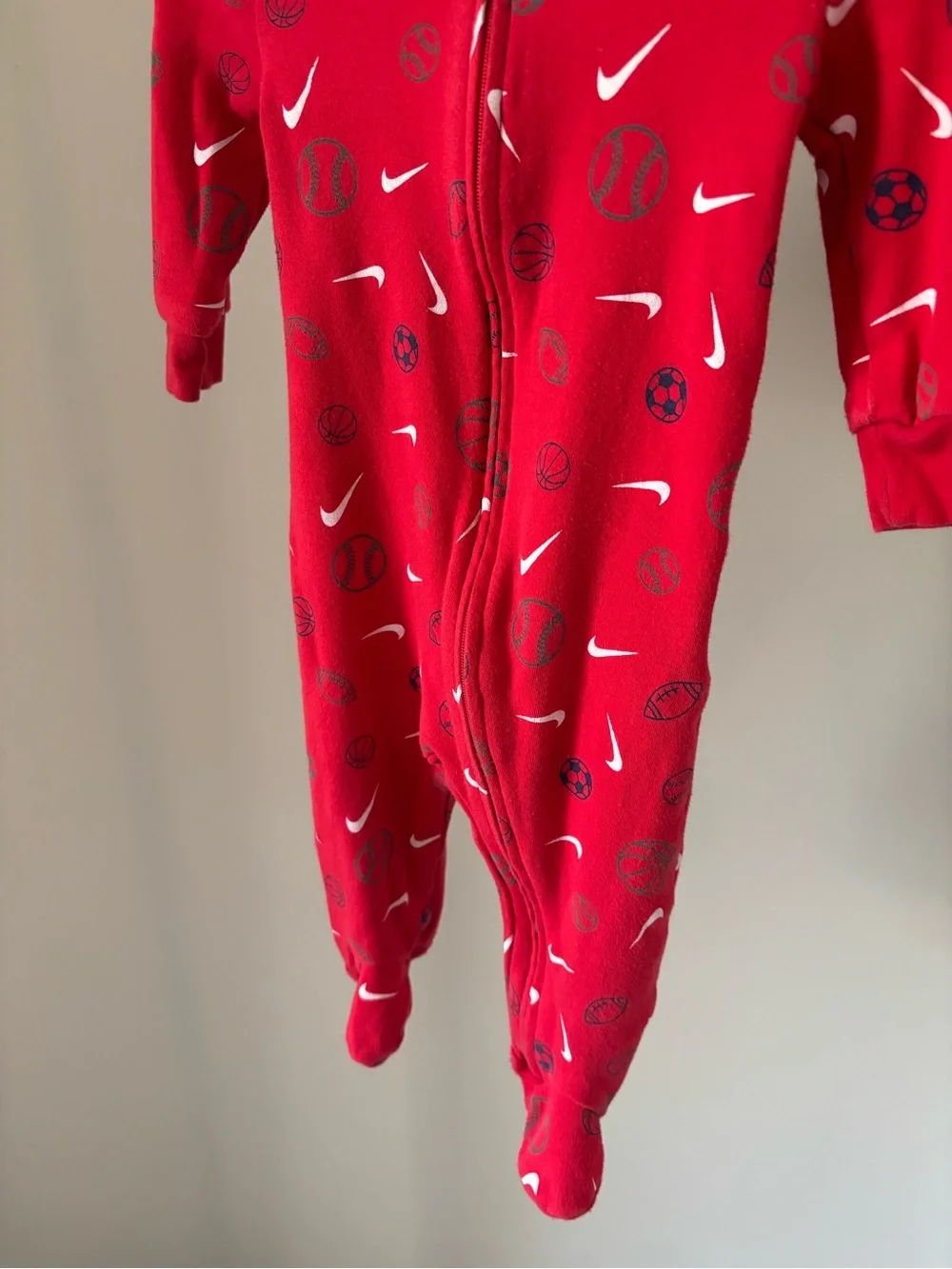 Nike Red Kids' One-Piece Footed Pajamas